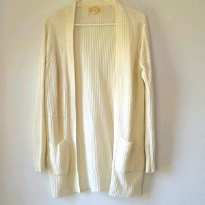 Ambiance Long Sleeved L Cardigan Cream With Pockets Large